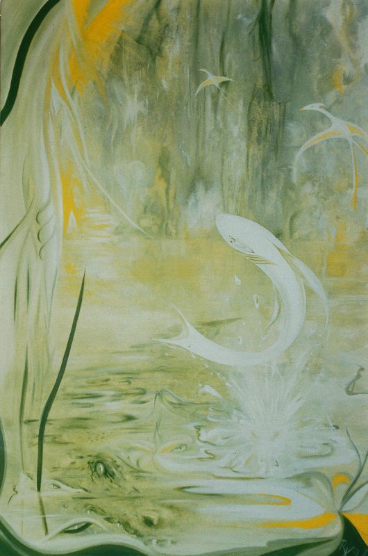 Morgens-am-Fluss, Öl auf Leinwand 120x80 cm Morgens-am-Fluss