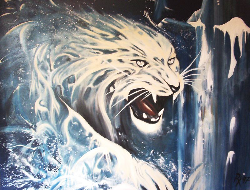 Schneeleopard, Öl auf Leinwand 120x150 cm Schneeleopard